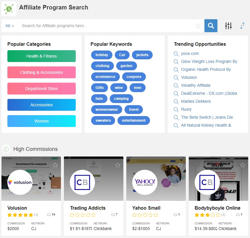 Affiliate Program Search Tool [Email List for Affiliate Program]