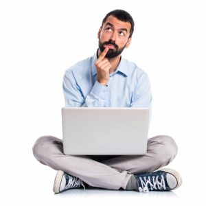 laptop thinking (email list building strategies)